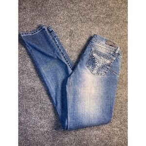 Mashu Authentic Skinny Jeans Womens M/5 Blue Denim Stretch Faded Casual Low Rise